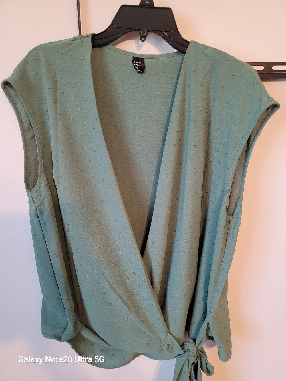 A New Day Sage Green Wrap Front Women's Top